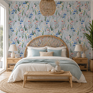 Papel de Parede Personalizado Primavera Garden Azul