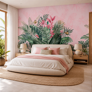 Papel de Parede Personalizado Tropical Feelings Rosa