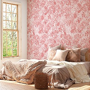 Papel de Parede Personalizado Mix Folhagem Grayscale Rose