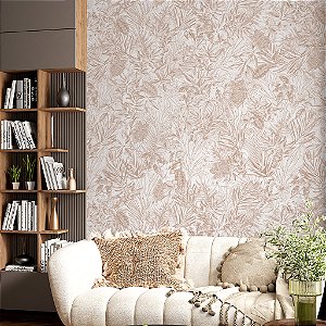 Papel de Parede Personalizado Mix Folhagem Grayscale Areia