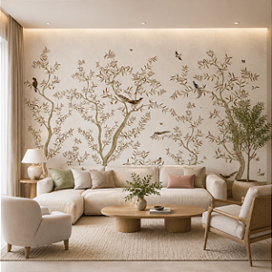 Papel de Parede Personalizado Chinoiserie Off White