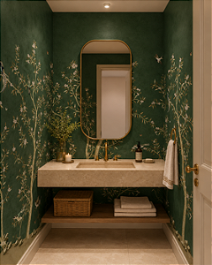 Papel de Parede Personalizado Chinoiserie Verde