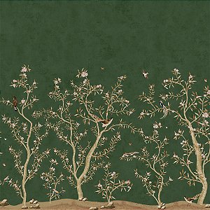 Papel de Parede Personalizado Chinoiserie Verde