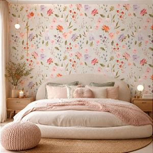Papel de Parede Personalizado Pintura Floral Claro