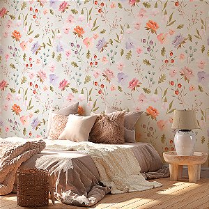 Papel de Parede Personalizado Pintura Floral Claro