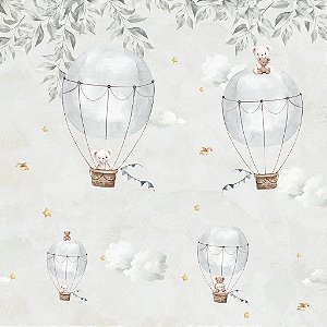 Papel de Parede Infantil Personalizado Balões e Ursinhos