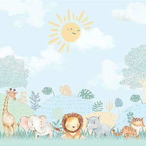 Papel de Parede Infantil Personalizado Safari Dia Ensolarado