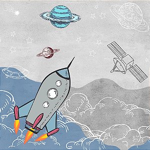 Papel de Parede Infantil Personalizado Nave Espacial