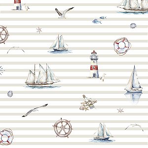 Papel de Parede Personalizado Infantil Náutico Listrado