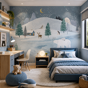 Papel de Parede Personalizado Infantil Aquarela Polo Norte Sob Medida