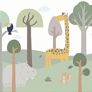 Papel de Parede Personalizado Safari Bebê Lúdico Sob Medida