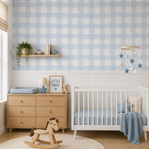 Papel de Parede Personalizado Infantil Xadrez Aquarela Assimétrico Sob Medida Diversas Cores