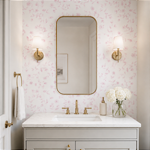 Papel de Parede Personalizado Jardim Monocromático Rosa Sob Medida