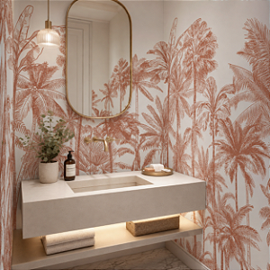 Papel de Parede Personalizado Palm Trees Monocromática Mocha Mousse Sob Medida