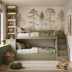 Papel de Parede Infantil Personalizado Quarto Bosque Aquarela Sob Medida