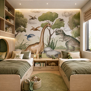 Papel de Parede Infantil Personalizado Quarto Era Jurassica Sob Medida