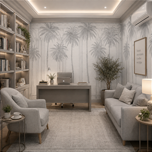 Papel de Parede Personalizado Oásis Imperial Cinza Sob Medida