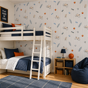 Papel de Parede Quarto Infantil Personalizado Esportes Sob Medida