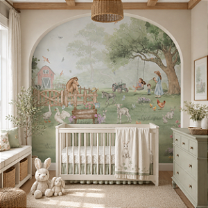 Papel de Parede Infantil Personalizado Quarto Animais da Fazenda Sob Medida