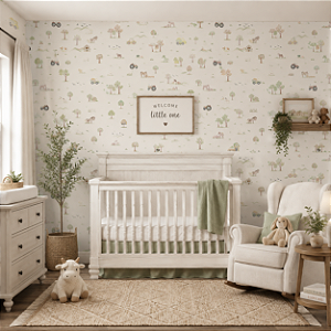 Papel de Parede Infantil Personalizado Quarto Animais do Campo Sob Medida