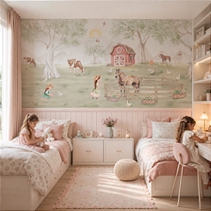 Papel de Parede Infantil Personalizado Quarto Fazendinha Encantada Sob Medida