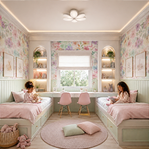 Papel de Parede Infantil Personalizado Quarto Flores do Campo Sob Medida