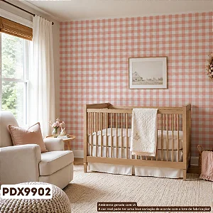 Papel De Parede Importado Vinílico Lavável Xadrez Rosa Blush Terroso Fundo Off PDX9902 Rolo 9,5 MT