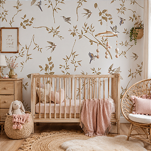 Papel de Parede Personalizado Infantil Afeto da Natureza Clean Sob Medida