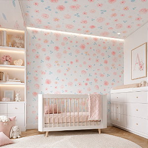 Papel de Parede Personalizado Infantil Afeto Delicado Blush Sob Medida