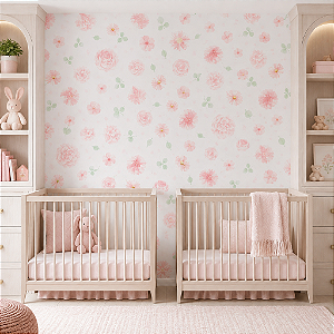 Papel de Parede Personalizado Infantil Afeto Delicado Floral Sob Medida