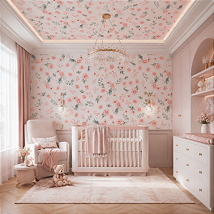 Papel de Parede Personalizado Infantil Floral Feminino Sob Medida