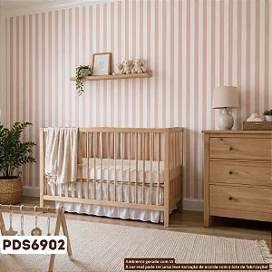 Papel De Parede Importado Infantil Vinílico Lavável Listras Rosa Blush Terroso Fundo Off PDS6902 Rolo 9,5 MT
