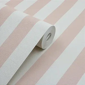 Papel De Parede Importado Infantil Vinílico Lavável Listras Rosa Blush Terroso Fundo Off PDS6902 Rolo 9,5 MT
