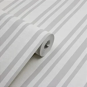 Papel De Parede Importado Infantil Vinílico Lavável Listras Cinza com Brilho PDS0704 Rolo 9,5 MT