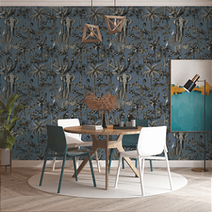 Papel De Parede Importado Vinílico Lavável Selva Azul CC-001005P Rolo 9,5 MT