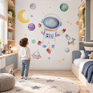 Papel de Parede Infantil Personalizado Aventura Espacial Sob Medida