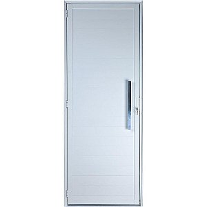 Porta De Aluminio Lambri Em 2,10X0,80Cm Com Puxador Esquerda Branca Esquadrisul