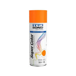 Tinta spray brilho natural Super Color Laranja Fluorescente 350ml Tekbond