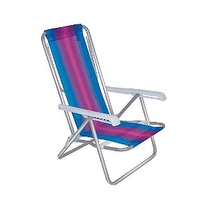 Cadeira Praia Aluminio Reclinavel 8 Posicoes 2104 Sortidas Mor