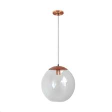 Pendente Catar Bola Transparente 20CM Cobre  PD2186/1CO_FO - KIN LIGHT