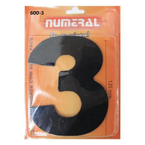 Numero Residencial Preto 3 125mm Numeral