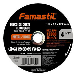 Disco de Corte 4.1/2'' x 1x22,2mm para Metal e Inox Foxlux