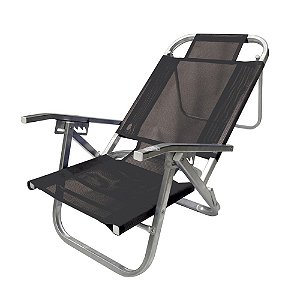 Cadeira de Praia BTF Reclinável Copacabana Preta em Alumínio