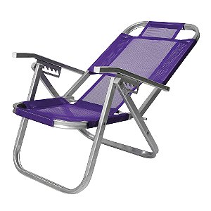 Cadeira de Praia Reclinável Ipanema Roxa em Alumínio BTF