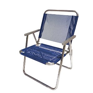 Cadeira de Praia BTF Varanda Extra Larga 130 Kg. Azul Royal em Alumínio