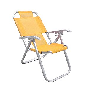 Cadeira de Praia Reclinável Grand Ipanema Amarela em Alumínio BTF
