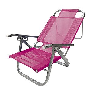 Cadeira de Praia BTF Reclinável Copacabana Rosa em Alumínio