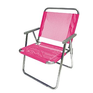 Cadeira de Praia BTF Varanda Extra Larga 130 kg. em Alumínio Rosa em Alumínio