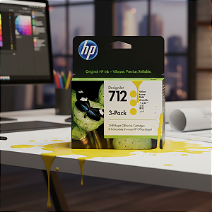 Cartucho De Tinta Hp 712 Amarelo 29Ml Pct Com 3 3Ed79A