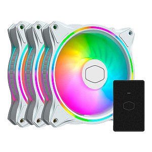 Kit Fan/cooler Masterfan Mf120 Halo Rgb 120mm 3U Branco Mfl-b2dw-183pa-r1